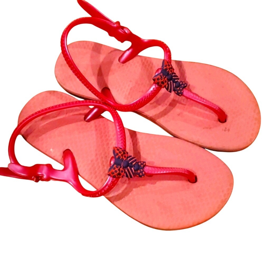 Havaianas Girls Pink Bow Flip Flops Size 8